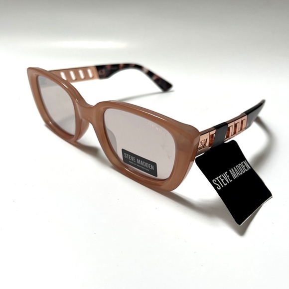 New Original STEVE MADDEN Dason Mirror Sunglasses Pink Tortoise Shell Acetate - Picture 1 of 6